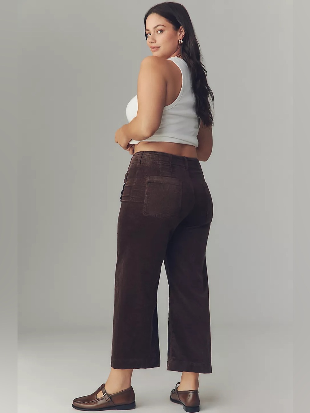 NWT Size 22W-The Colette Crop Wide-Leg Trousers Corduroy Scallop Pocket (US$148) - Picture 4 of 16